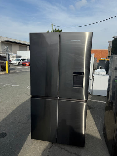 Factory Second Fisher & Paykel 538L Quad Door Refrigerator with Ice and Water Black Stainless Steel RF605QNUVB1 - Second Hand Appliances Geebung